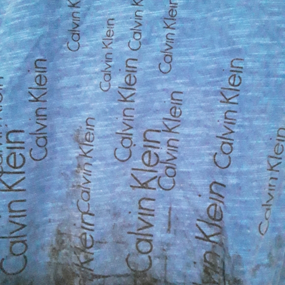 Calvin Klein Mens Medium Blue and Black V-Neck T-Shirt - Picture 13 of 13